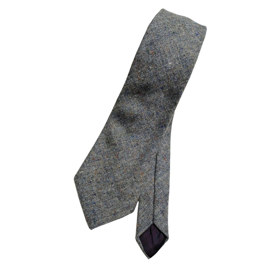 Wool Pirelli Collection Necktie Men's Grey Polka Dots Italy 3" Wide 54" long